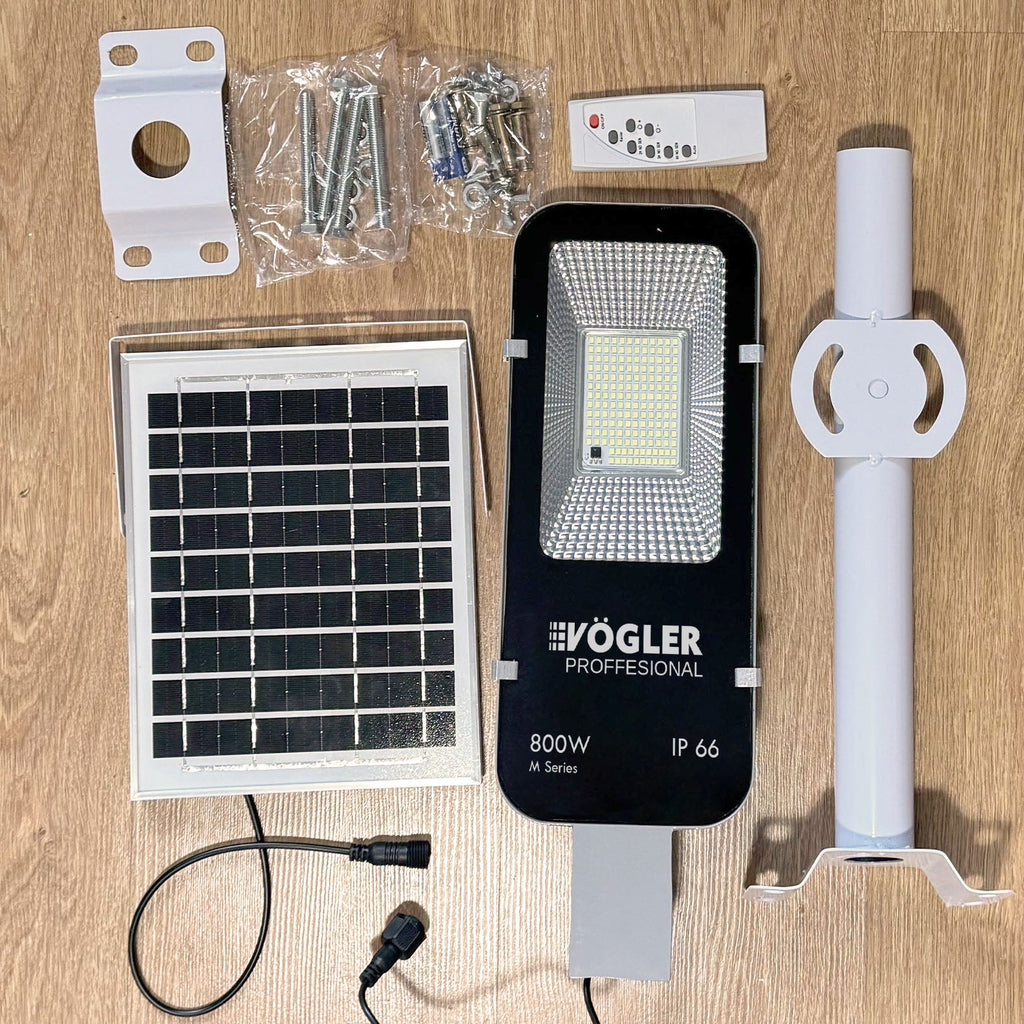 Мощна соларна лампа, сензор за здрач, дистанционно управление, Vögler Professional 800W