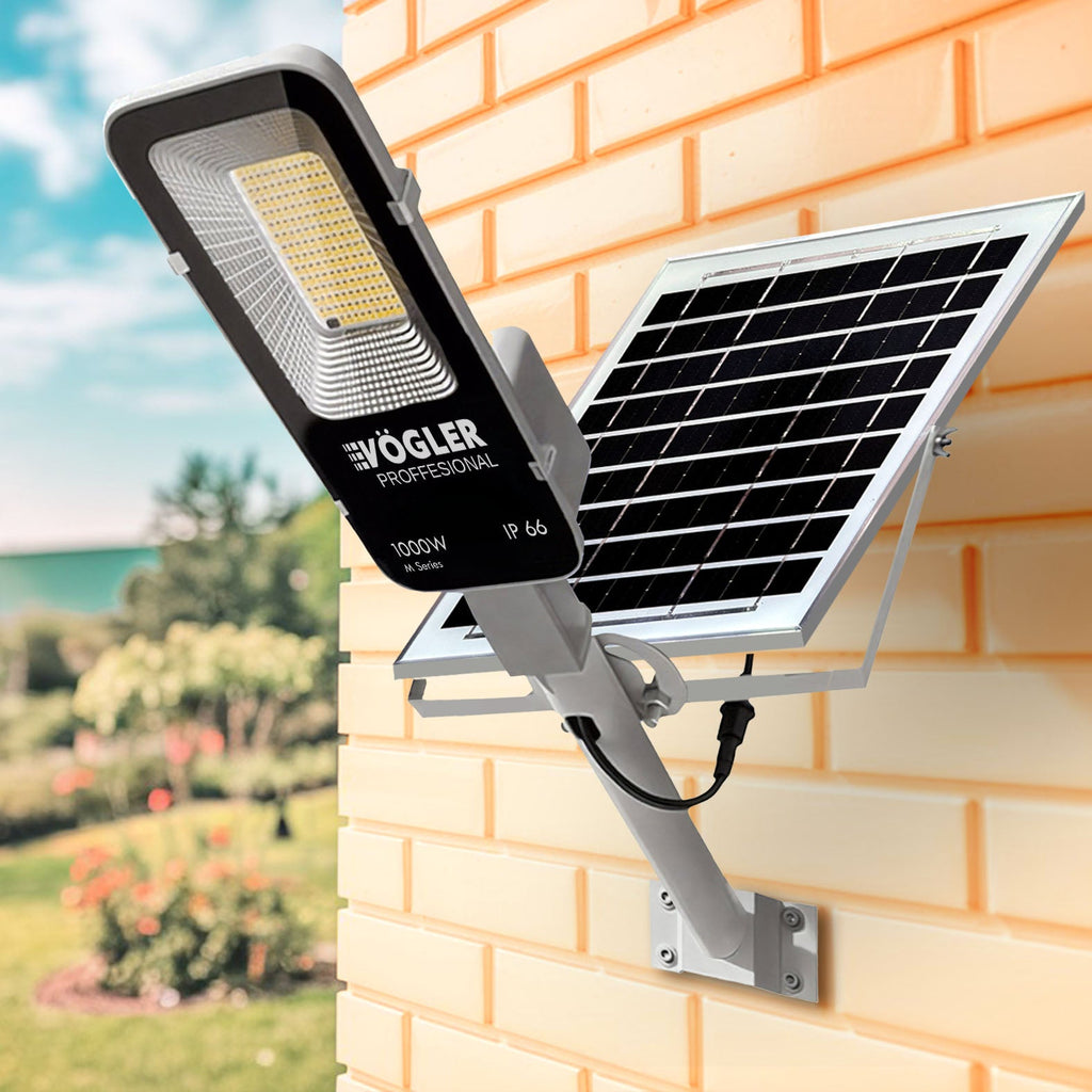 Мощна соларна лампа, сензор за здрач, дистанционно управление, Vögler Professional 1000W