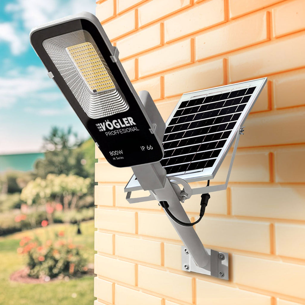 Мощна соларна лампа, сензор за здрач, дистанционно управление, Vögler Professional 800W