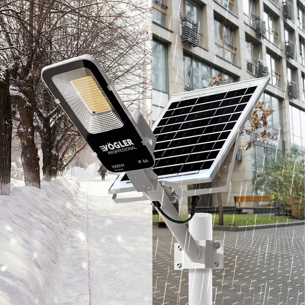 Мощна соларна лампа, сензор за здрач, дистанционно управление, Vögler Professional 1000W