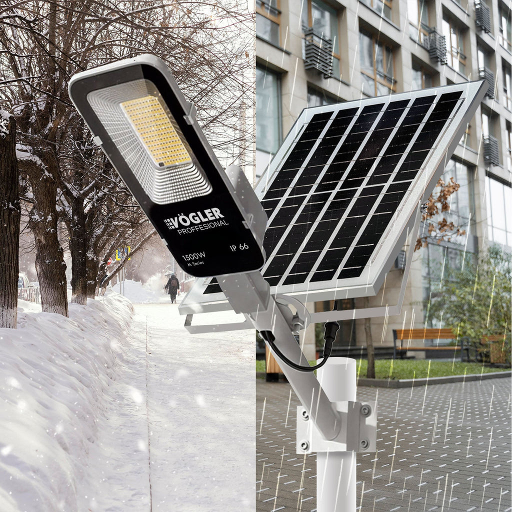 Мощна соларна лампа, сензор за здрач, дистанционно управление, Vögler Professional 1500W
