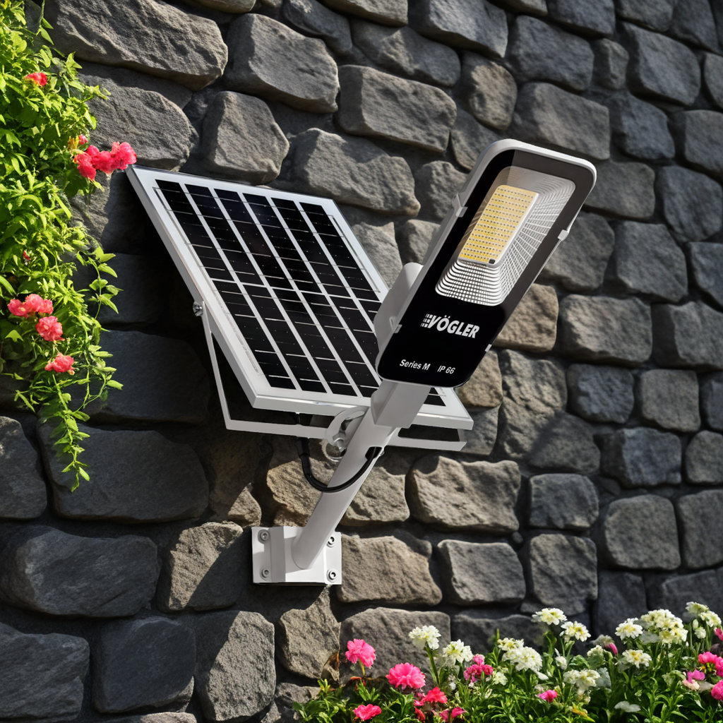 Мощна слънчева лампа, сензор за здрач, дистанционно управление, Vögler серия M 2000W