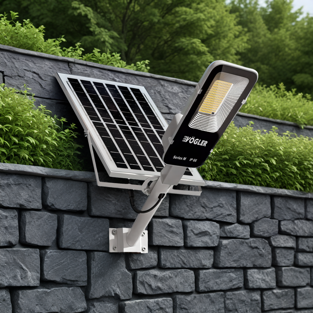 Мощна слънчева лампа, сензор за здрач, дистанционно управление, Vögler серия M 2000W