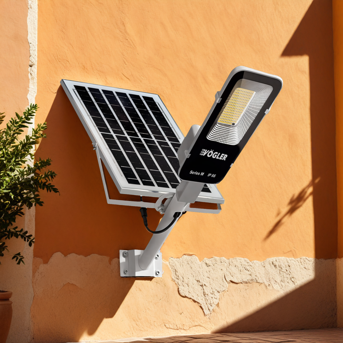 Мощна слънчева лампа, сензор за здрач, дистанционно управление, Vögler серия M 2000W