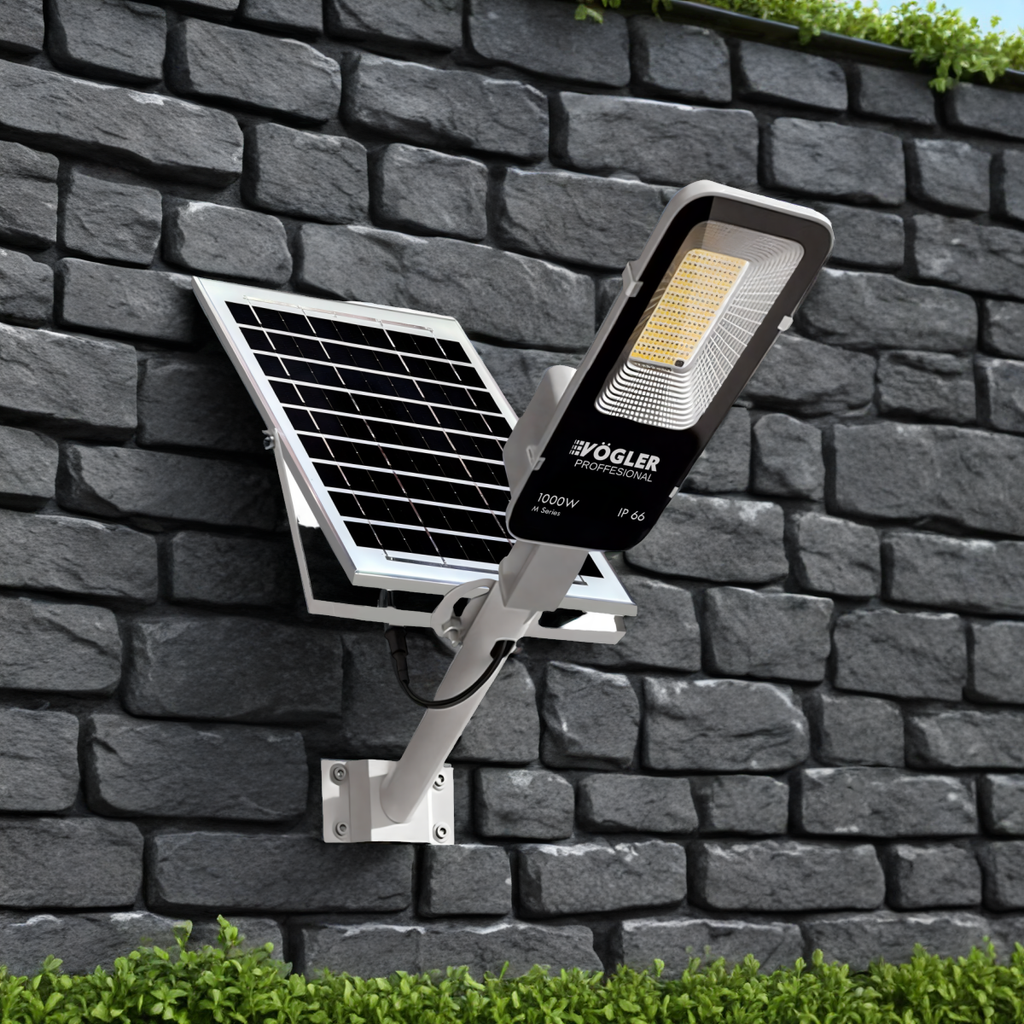 Мощна соларна лампа, сензор за здрач, дистанционно управление, Vögler Professional 1000W
