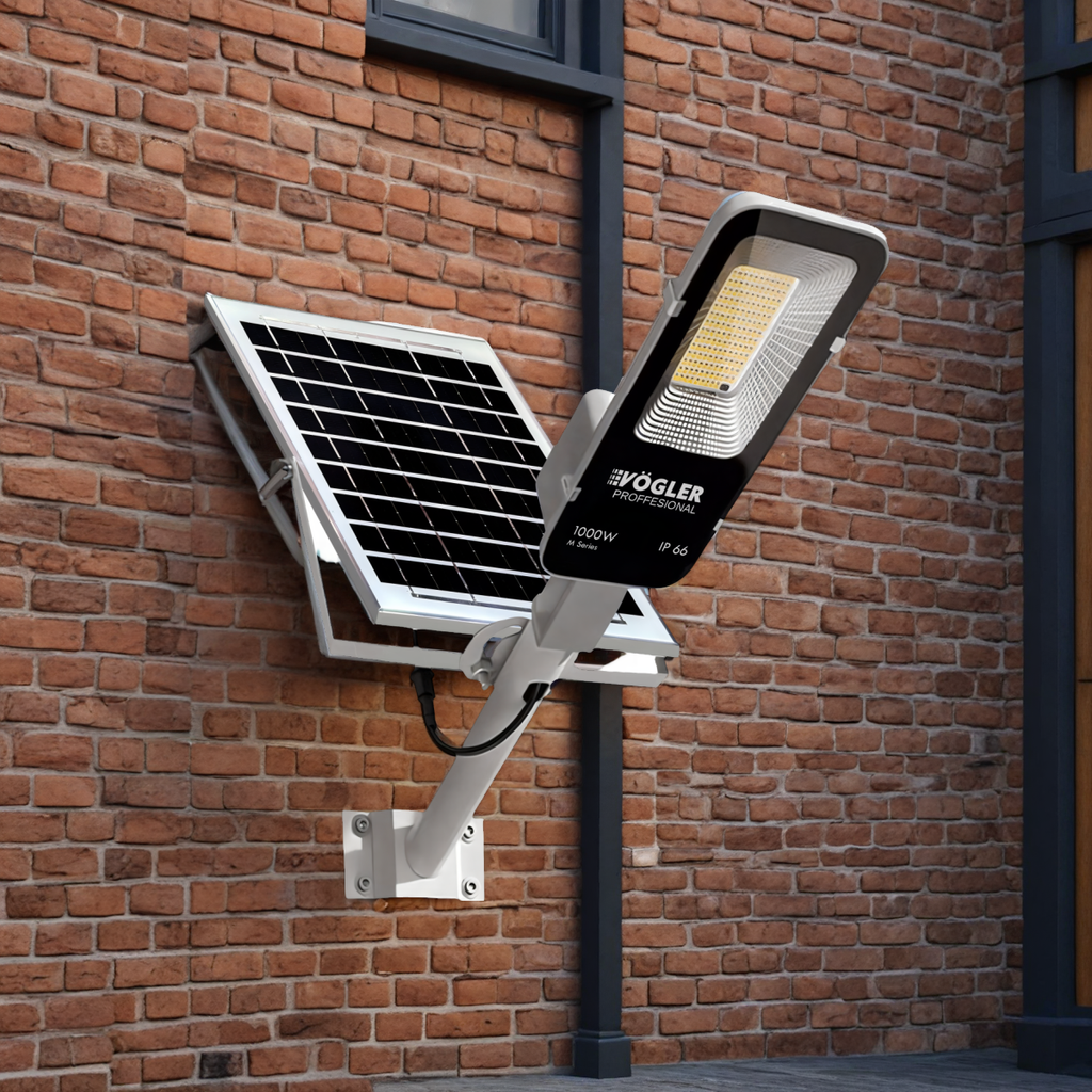 Мощна соларна лампа, сензор за здрач, дистанционно управление, Vögler Professional 1000W