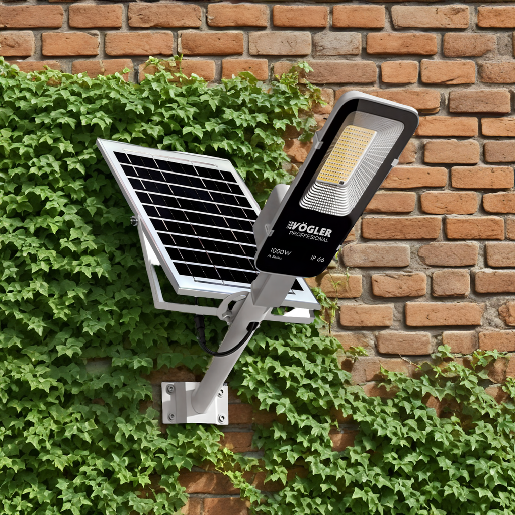 Мощна соларна лампа, сензор за здрач, дистанционно управление, Vögler Professional 1000W