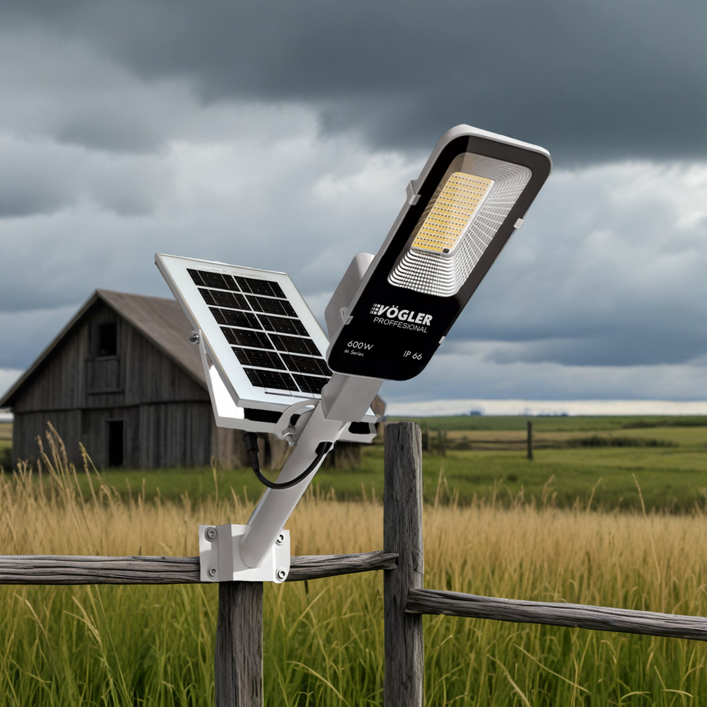 Мощна соларна лампа, сензор за здрач, дистанционно управление, Vögler Professional 600W