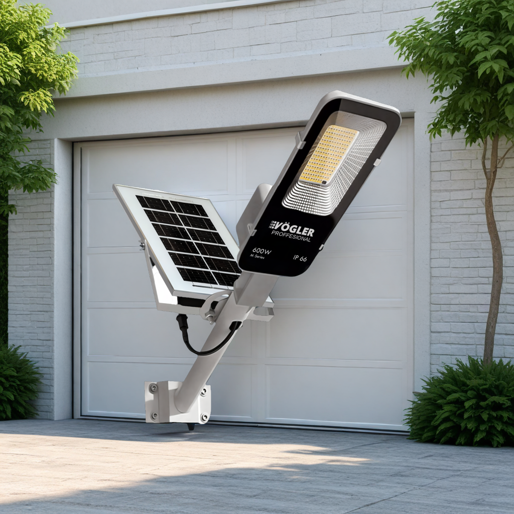 Мощна соларна лампа, сензор за здрач, дистанционно управление, Vögler Professional 600W