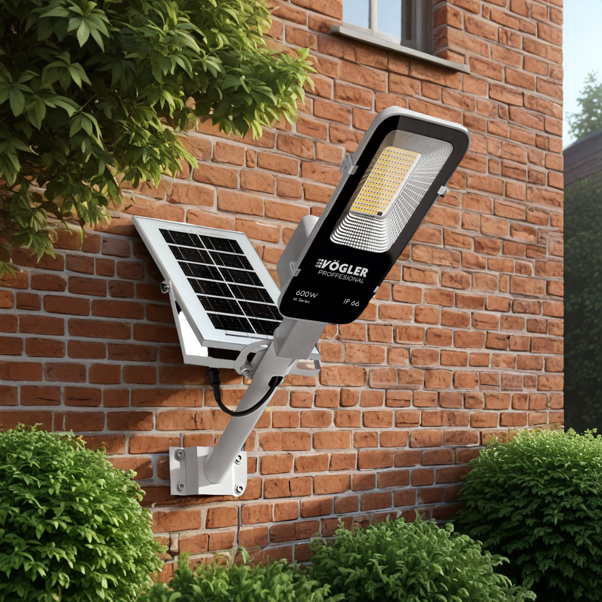 Мощна соларна лампа, сензор за здрач, дистанционно управление, Vögler Professional 600W