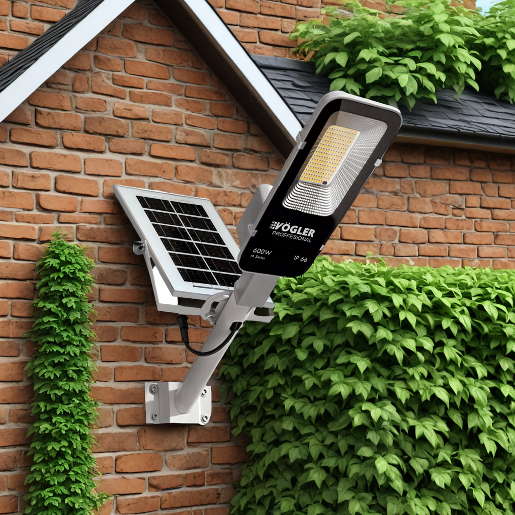 Мощна соларна лампа, сензор за здрач, дистанционно управление, Vögler Professional 600W