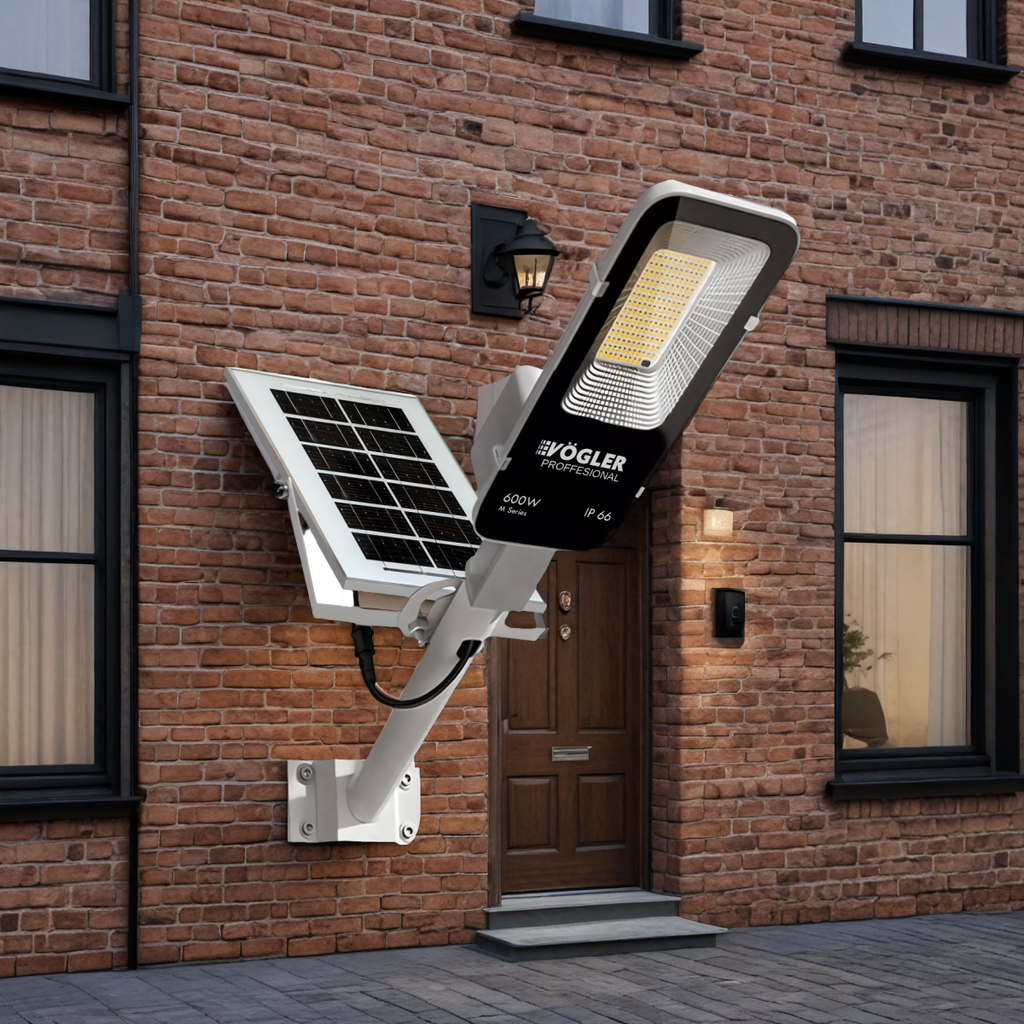 Мощна соларна лампа, сензор за здрач, дистанционно управление, Vögler Professional 600W