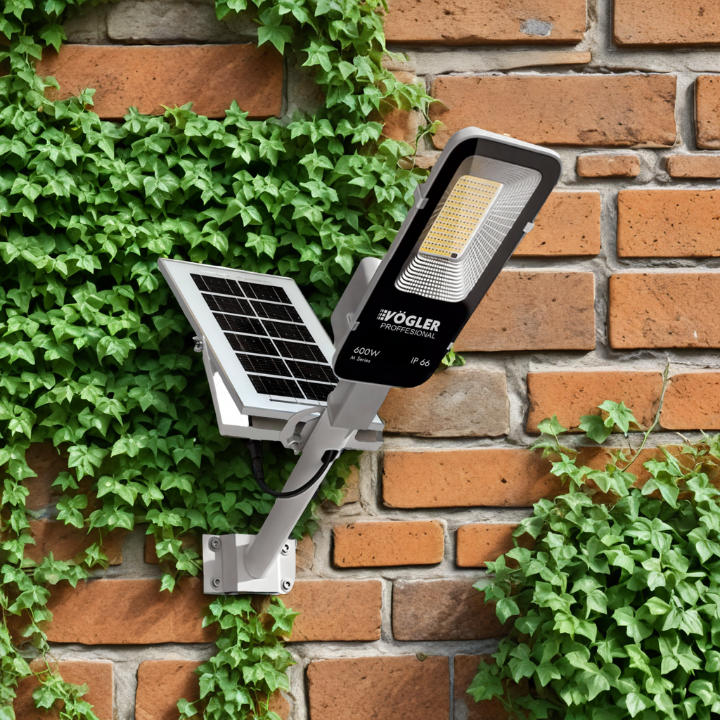 Мощна соларна лампа, сензор за здрач, дистанционно управление, Vögler Professional 600W